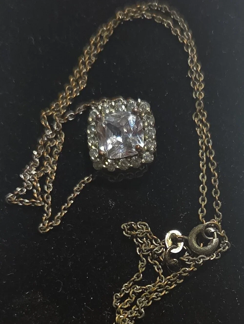 KAY JEWELERS Halo Square Cubic Zirconia Pendant Necklace - 925/MM stamp NEW